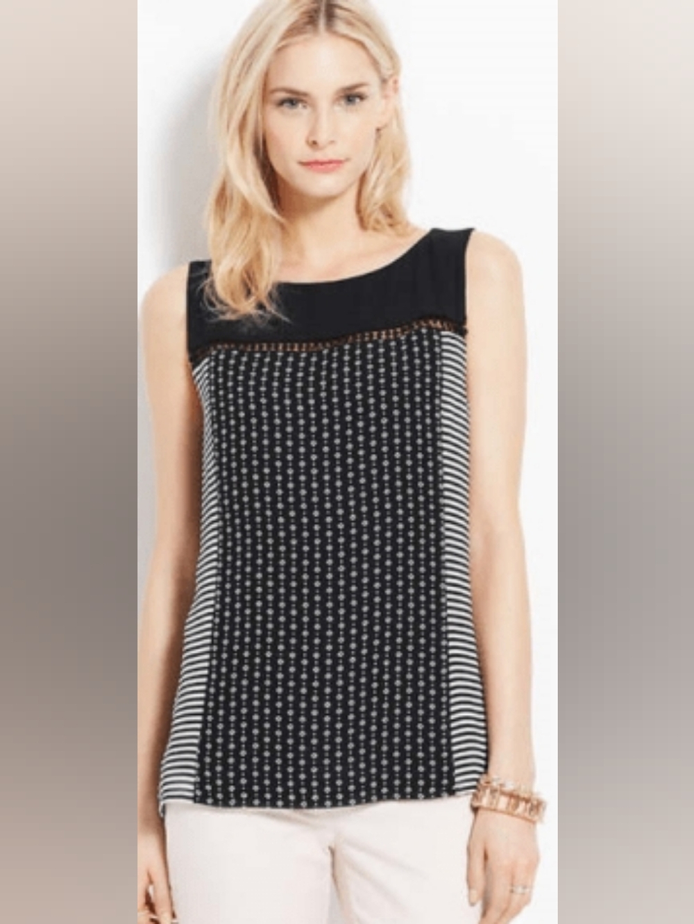 Ann Taylor Black Sleeveless Shell Top